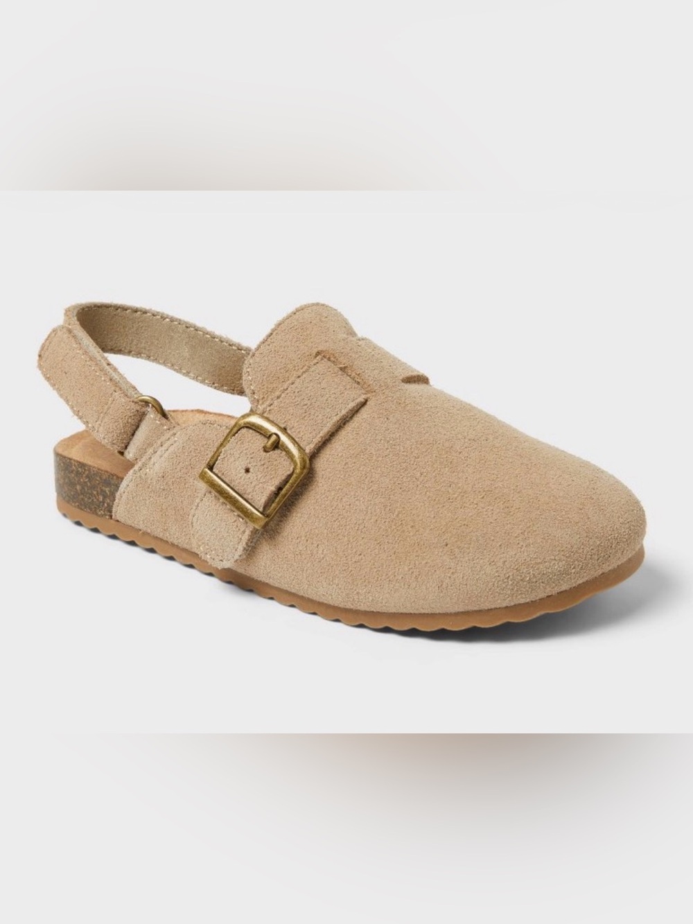 Cat & Jack Kids Suede leather Slingback slip on Clogs Berlin Taupe NWT NEW